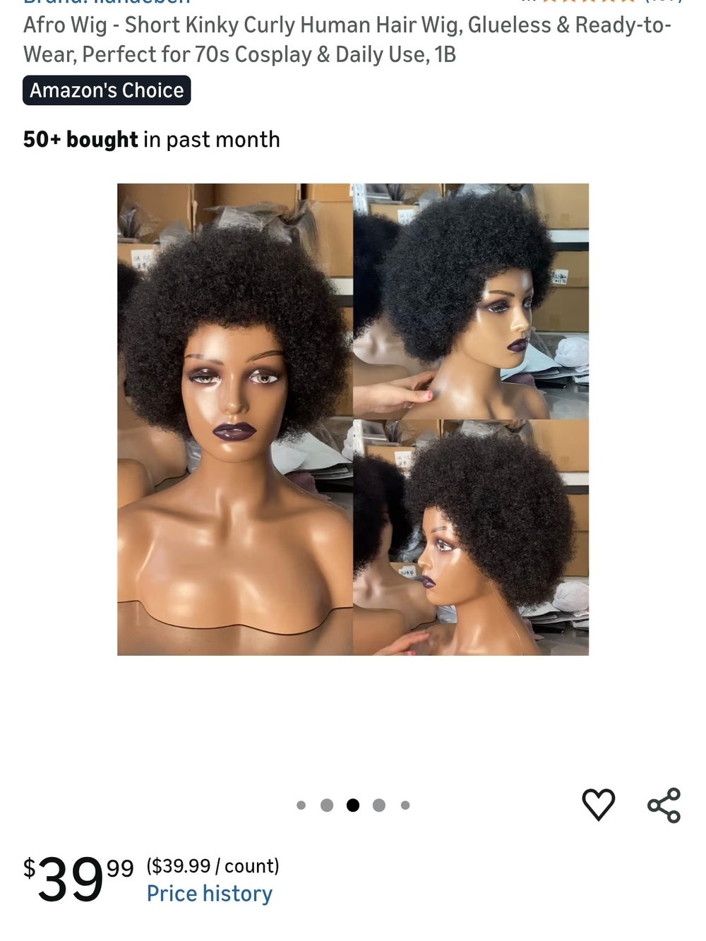 Short Kinky Curly Lace Front Wig in 1B Black